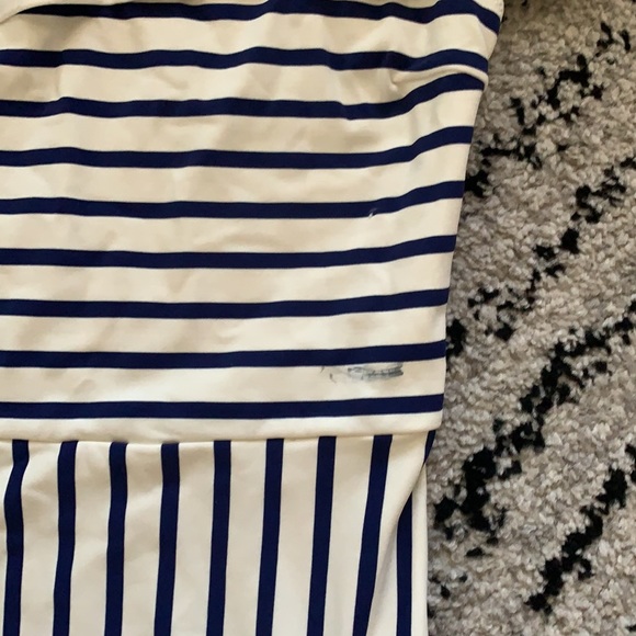 Solid and Striped one piece bathing suit. Size M. - Picture 2 of 2